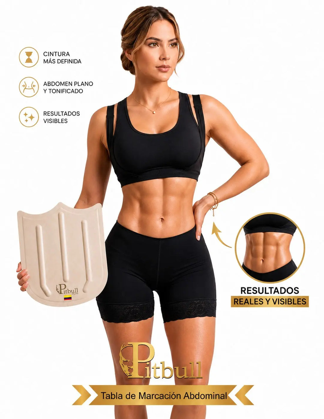 TABLA DE MARCACIÓN ABDOMINAL POSTQUIRÚRGICA PITBULL. MAYOR SOPORTE Y COMPRESIÓN UNIFORME CURVAS