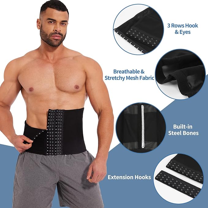 CINTO DE FITNESS MASCULINO COM EFEITO DE CALOR E COMPRESSÃO FIRME