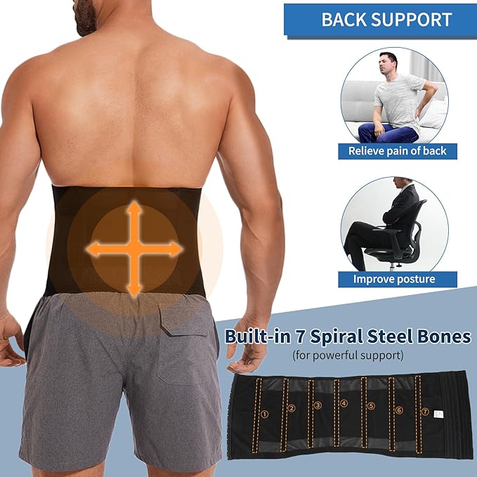 CINTO DE FITNESS MASCULINO COM EFEITO DE CALOR E COMPRESSÃO FIRME