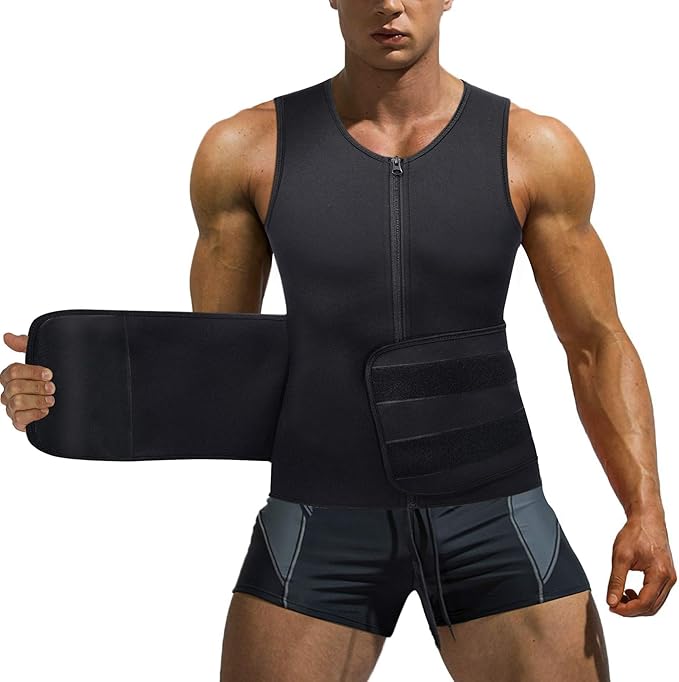 Colete com efeito sauna para homem e fecho frontal para fitness e ginásio