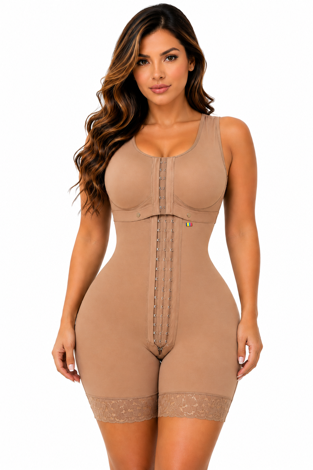 FAJA COLOMBIANA POSTQUIRURGICA MAXICOLY BRASIER INTEGRADO BROCHES REGULABLES ABERTURA PERINEAL CON CIERRE CURVAS
