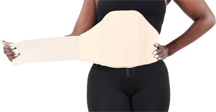 Tábua abdominal com fecho de velcro, suporte 360°, recobro pós-cirúrgico, massagens redutoras pós-parto