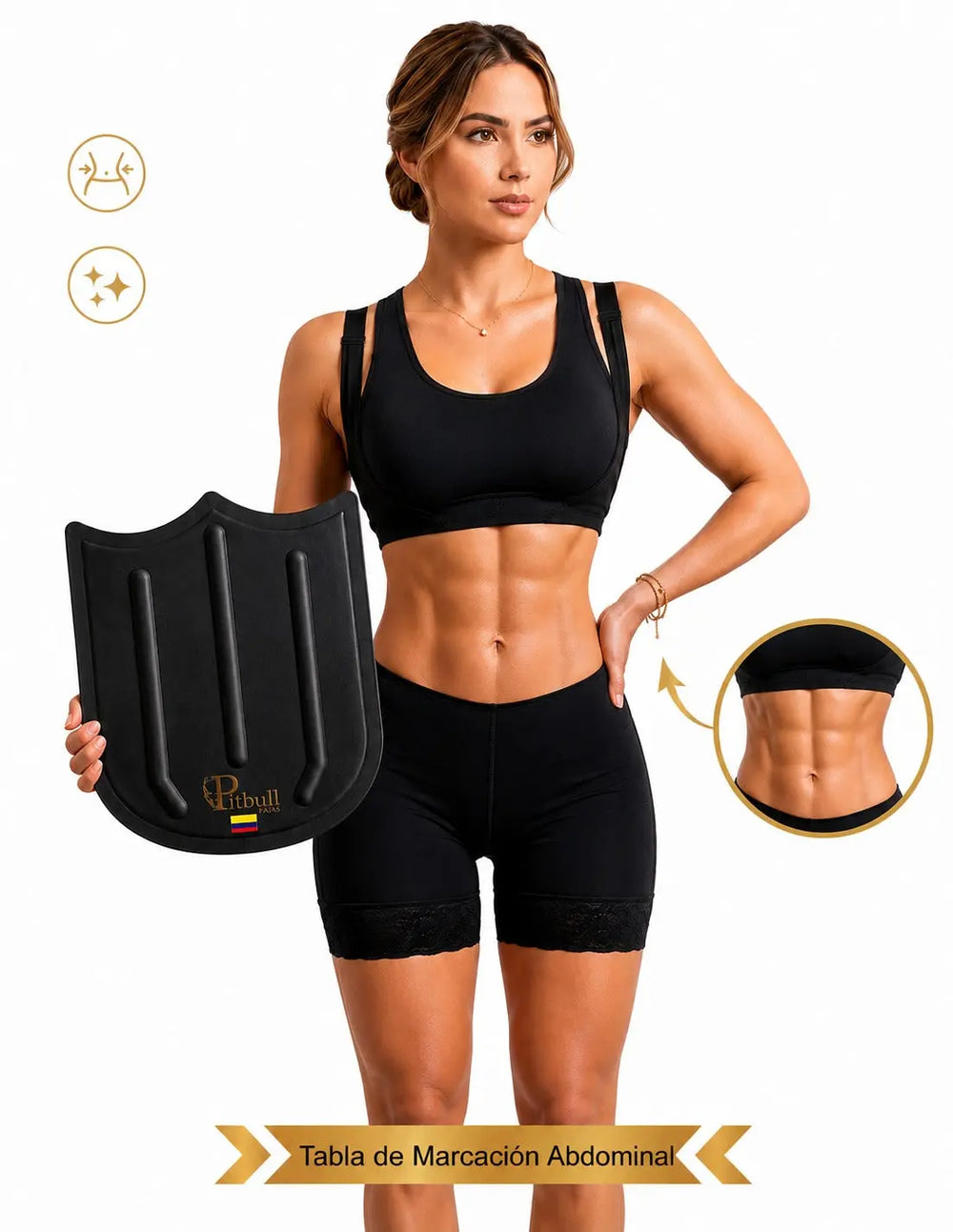 TABLA DE MARCACIÓN ABDOMINAL POSTQUIRÚRGICA PITBULL. MAYOR SOPORTE Y COMPRESIÓN UNIFORME CURVAS