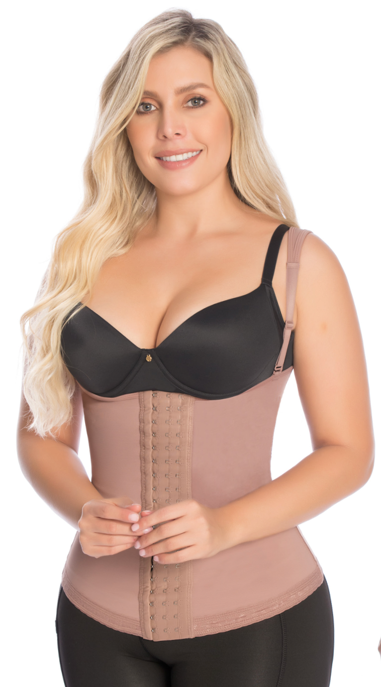 Cinturilla colombiana con varillas de espalda alta tirantes ajustables fajate - 3xs / café