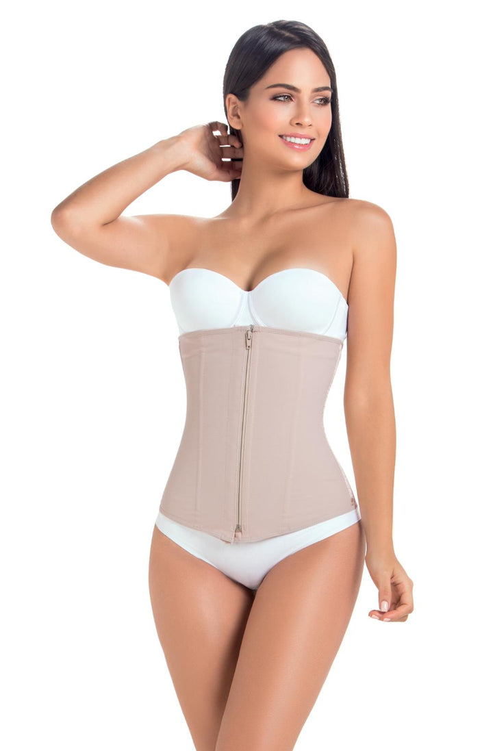 Cinturilla de latex maria e con cremallera frontal postquirurgica post parto 019-9120 - xs / beige - fajas reductoras