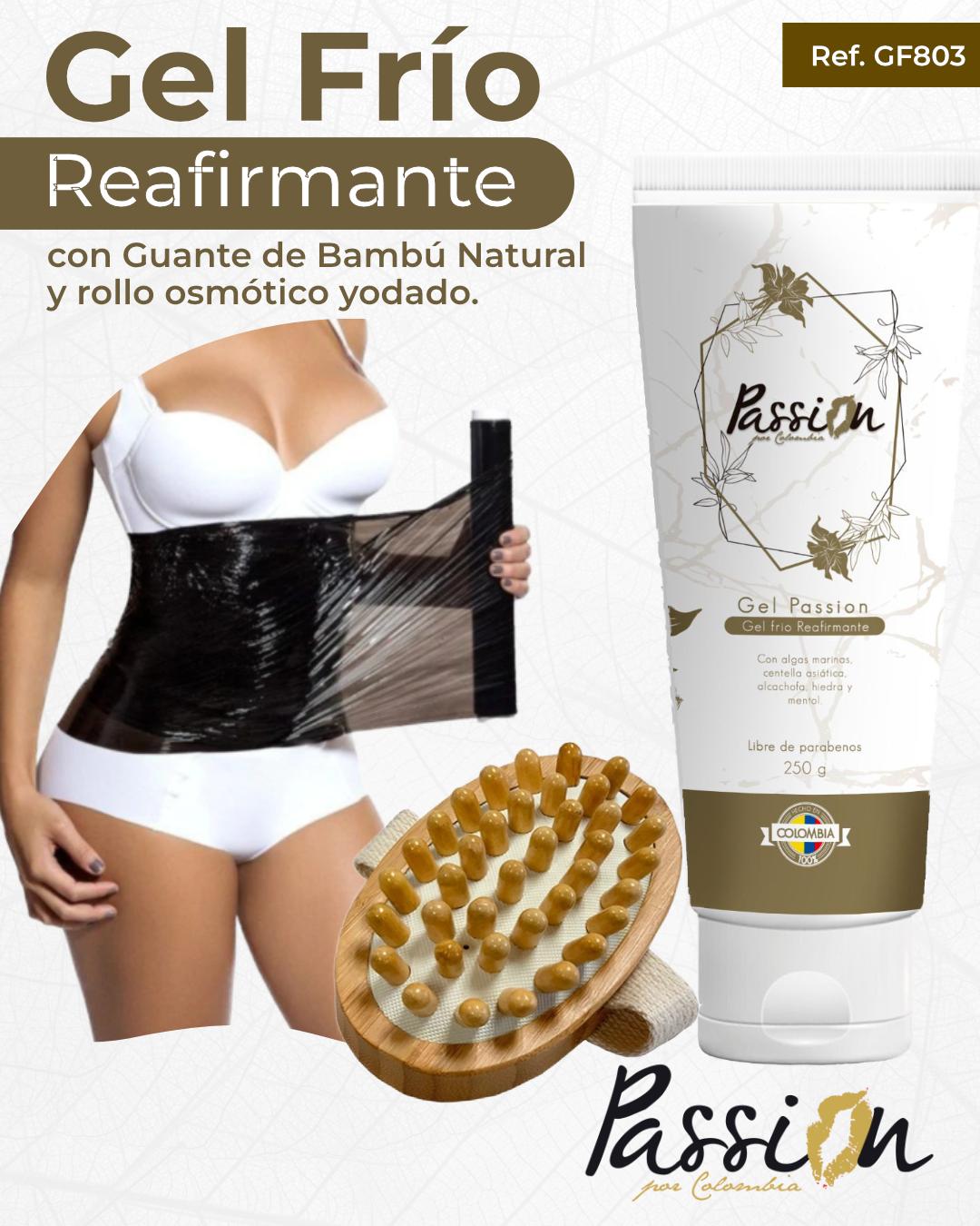 Combo gel frio reafirmante + guante masajeador de bambú + rollo papel yodado osmótico 100 metros - unica / negro