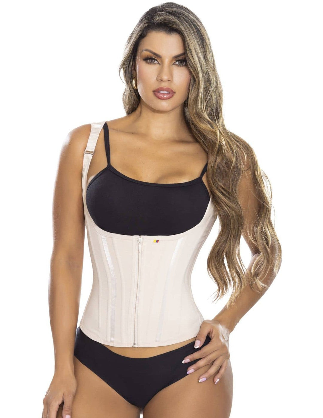 Faja chaleco colombiana reloj de arena cintura avispa pitbull fp840 - xs / beige - fajas reductoras