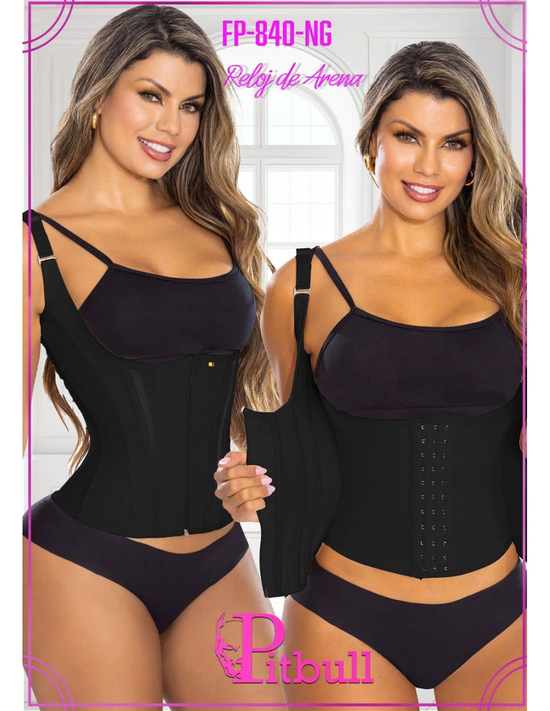 Faja chaleco colombiana reloj de arena cintura avispa pitbull fp840 - fajas reductoras