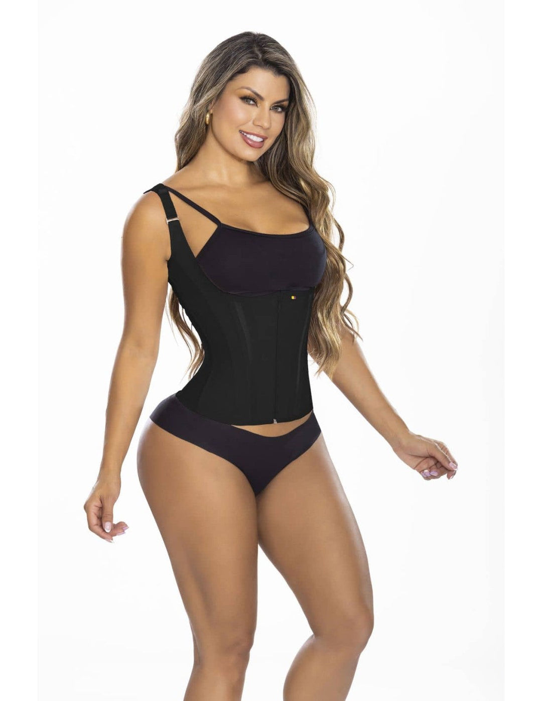 Faja chaleco colombiana reloj de arena cintura avispa pitbull fp840 - xs / negro - fajas reductoras