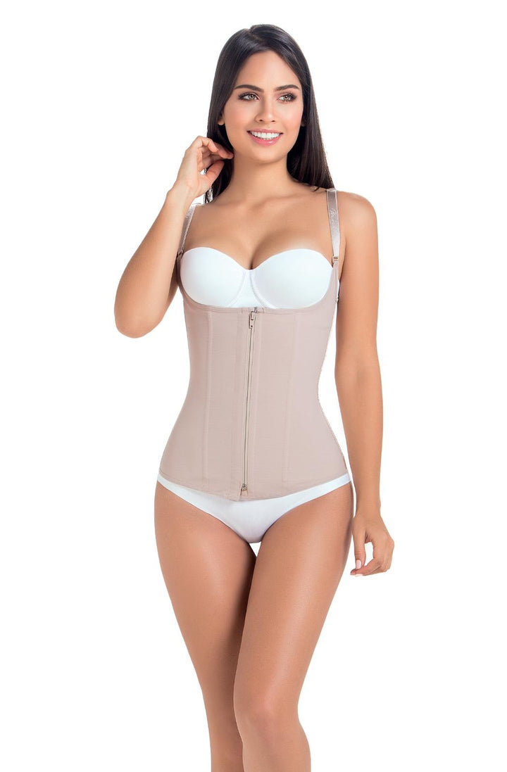 Faja chaleco de latex maria e alta compresion postquirurgica postparto uso diario 019 -9160 - xs / beige - fajas