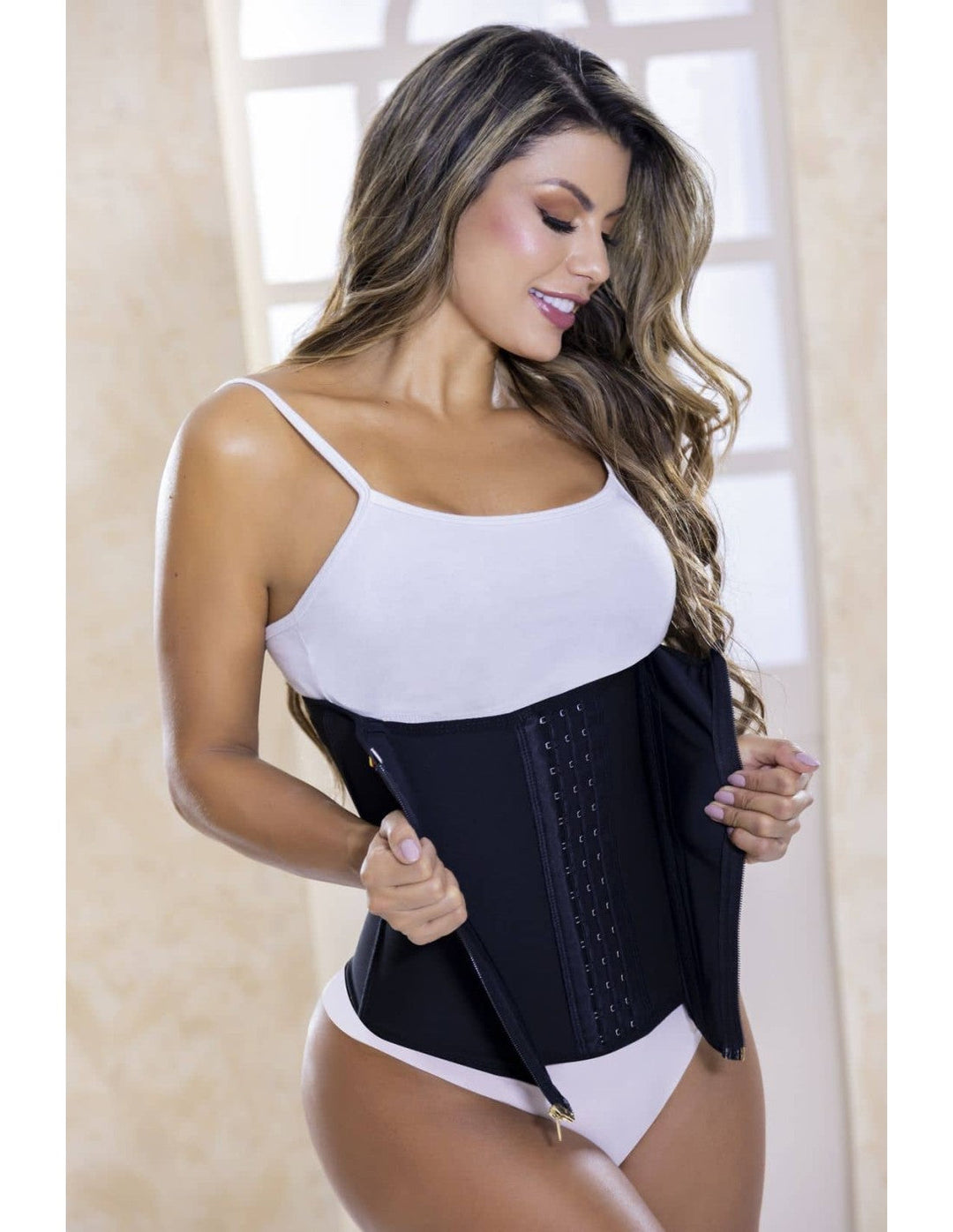 Faja cinturilla en powernet con cremallera y bandas fp838