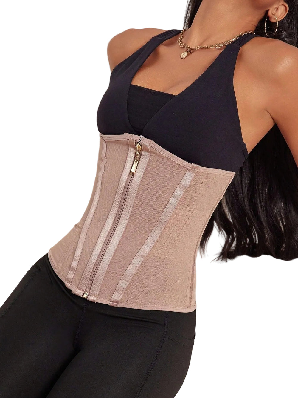 Faja cinturilla reloj de arena doble compresion cocoa