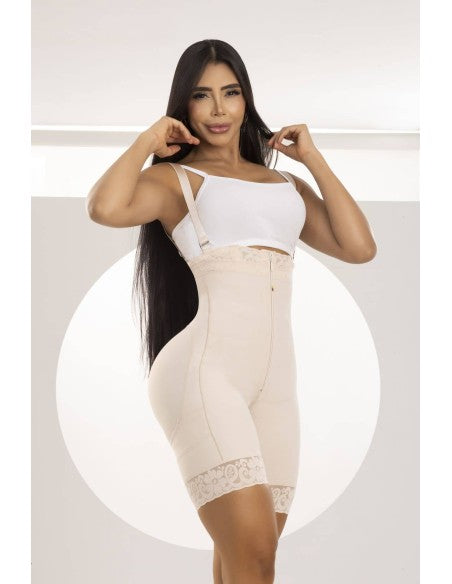 Faja colombiana con latex y tirantes ajustables post parto uso diario marca pitbull fp825 - xs / beige - fajas