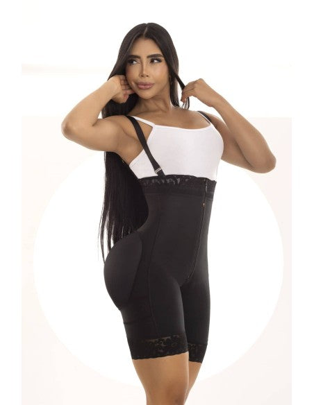 Faja colombiana con latex y tirantes ajustables post parto uso diario marca pitbull fp825 - xs / negro - fajas