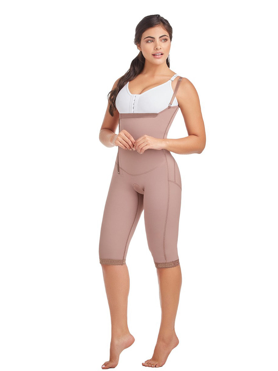 Faja colombiana de espalda alta cierre lateral tirantes y levantacola fajate - 2xs / café