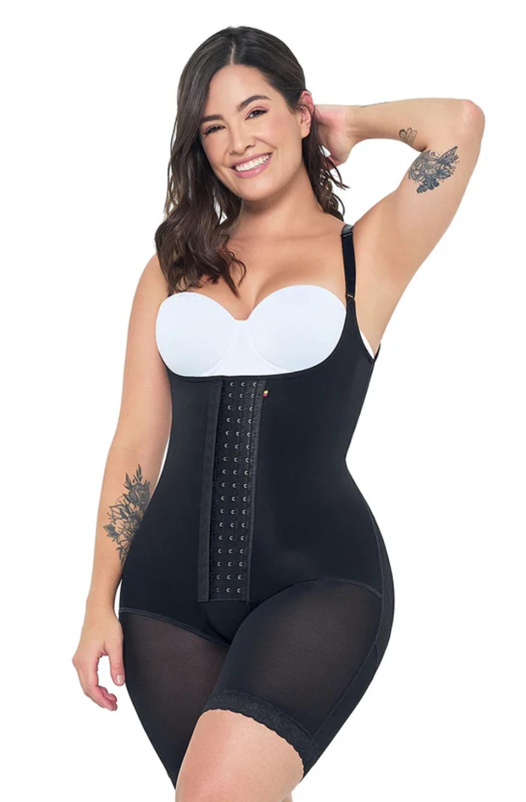 Faja colombiana maria e media pierna con tiras ajustables postquirurgica 019-9182 - s / negro - fajas reductoras