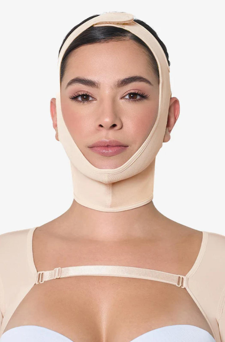 Faja colombiana mentonera postquirurgica lipopapada mentoplastia 019 -9040-4 - s / beige