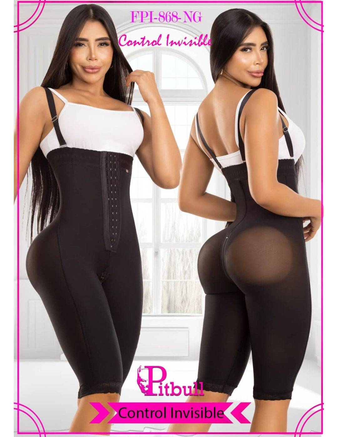 Faja colombiana postquirurgica post parto invisible con broches y cierre perineal marca pitbull fpi868 - fajas