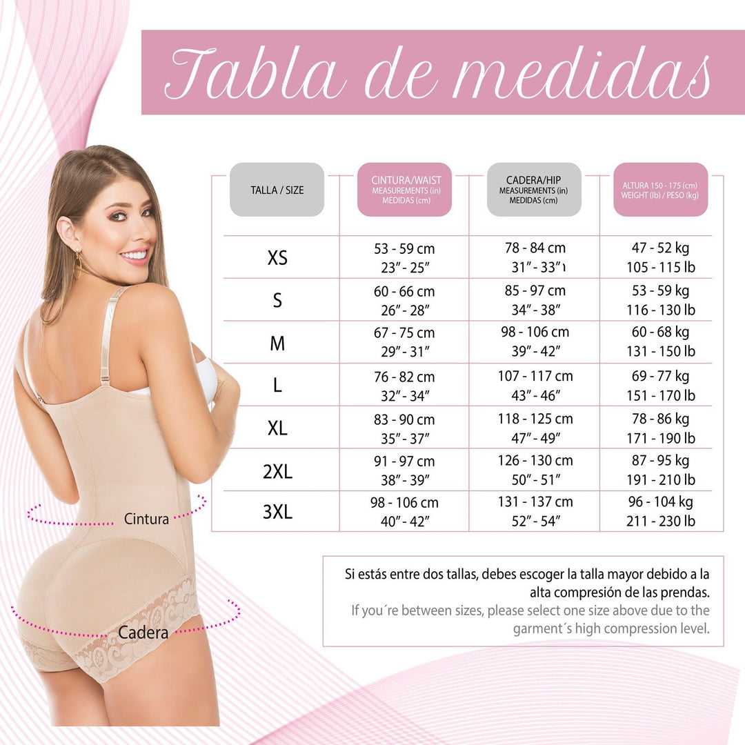 Faja colombiana salomé body reductor con tanga y tiras removibles 0351
