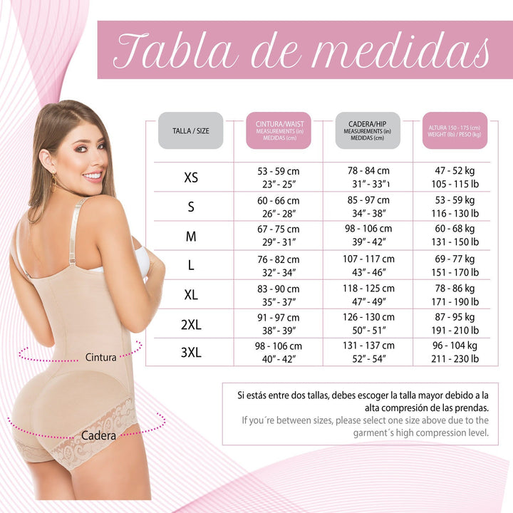 Faja colombiana salomé body reductor con tanga y tiras removibles 0351
