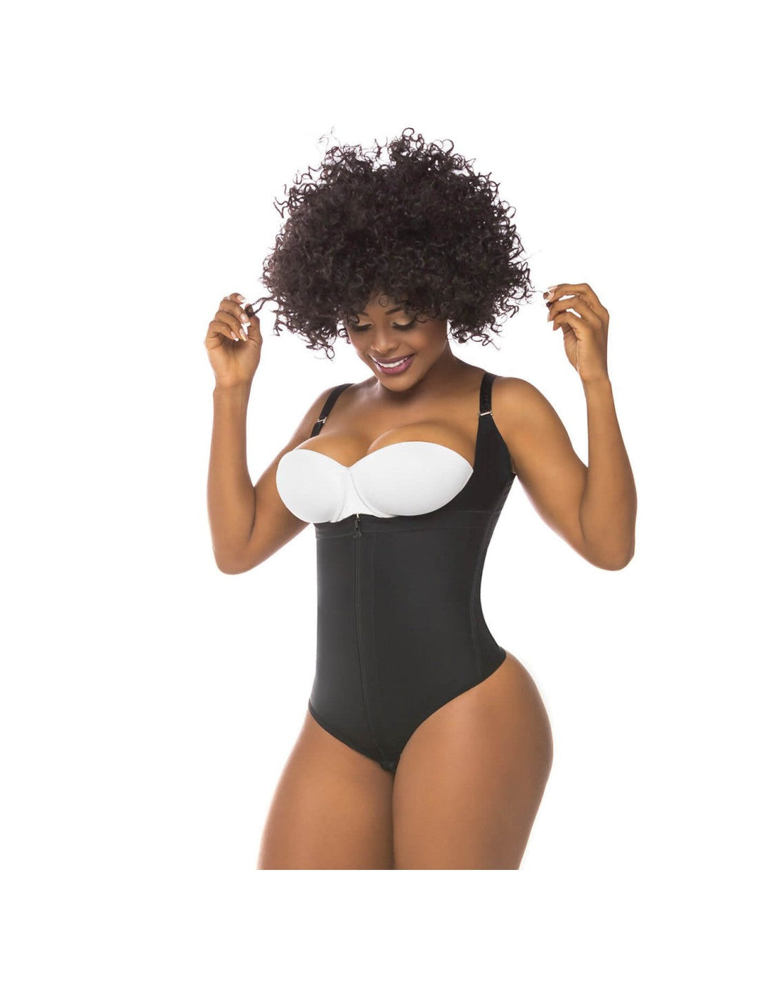 Faja colombiana salomé body reductor con tanga y tiras removibles 0351 - xs / negro / powernet