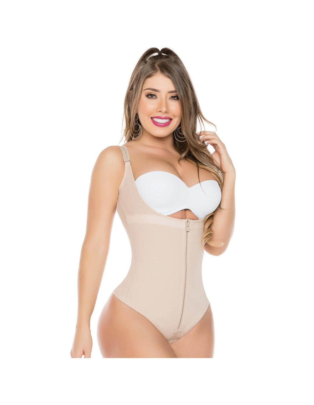 Faja colombiana salomé body reductor con tanga y tiras removibles 0351 - xs / beige / powernet