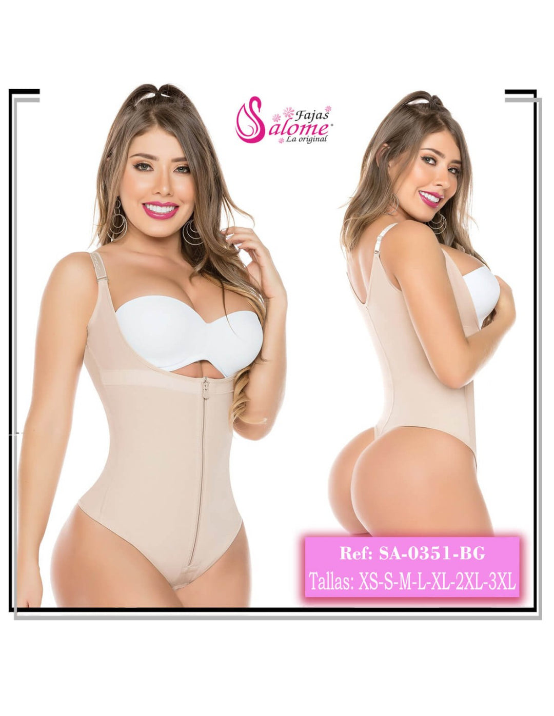 Faja colombiana salomé body reductor con tanga y tiras removibles 0351