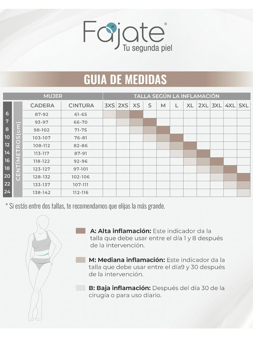 Faja fajate entera manga larga short levantacola cierre perineal