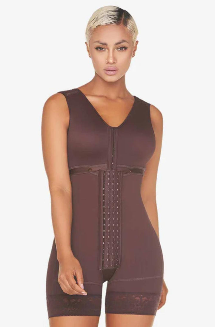 Faja maria e short con brasier incluido levantacola y postoperatorio fq102 - xs / marron - fajas reductoras