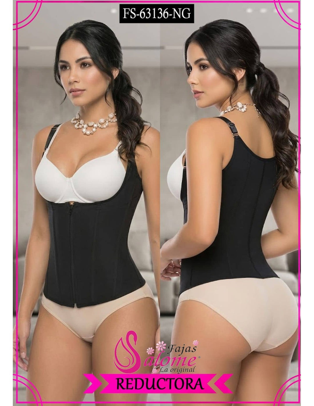 CHALECO REDUCTOR SALOME CON TIRANTES CONTROL Y MOLDEO FS63136