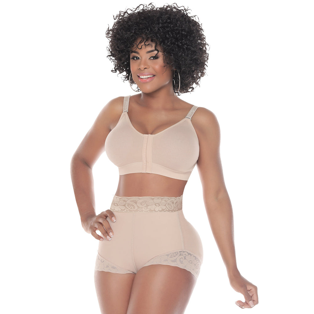 Faja reductora salome short levantacola sin costuras realza gluteos - beige / xs