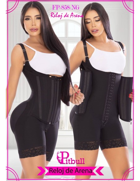 Faja reloj de arena efecto cuerpo sirena levantacola pitbull fp858 - xs / negro - fajas reductoras