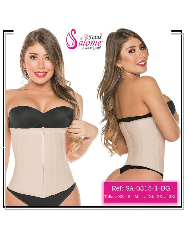 Faja salome cinturilla colombiana con cremallera post parto uso diario - beige / xs