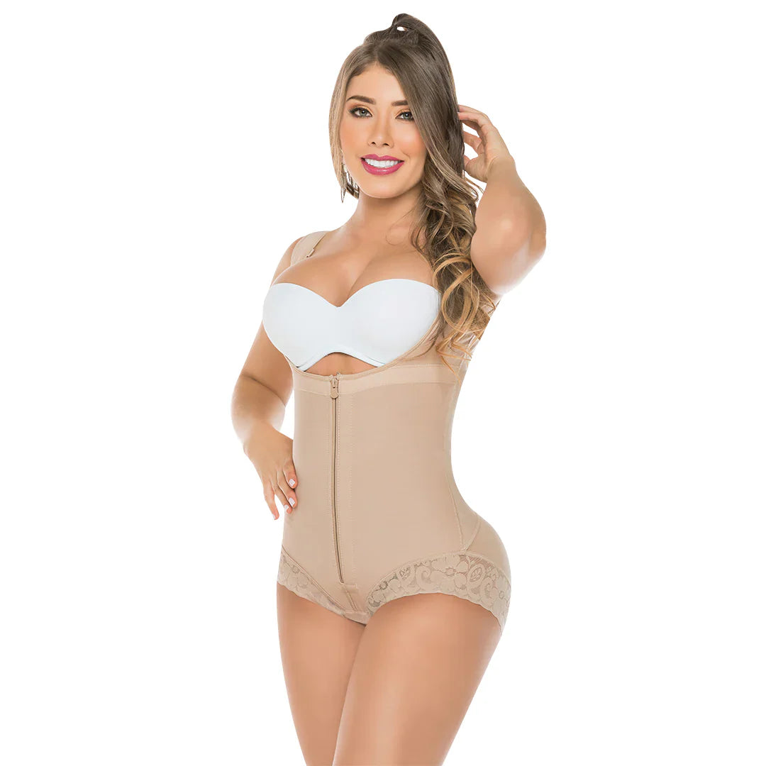 Faja salomé colombiana body cachetero encaje siliconado 0411 - beige / s