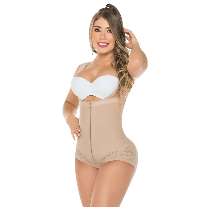 Faja salomé colombiana body cachetero encaje siliconado 0411 - beige / s