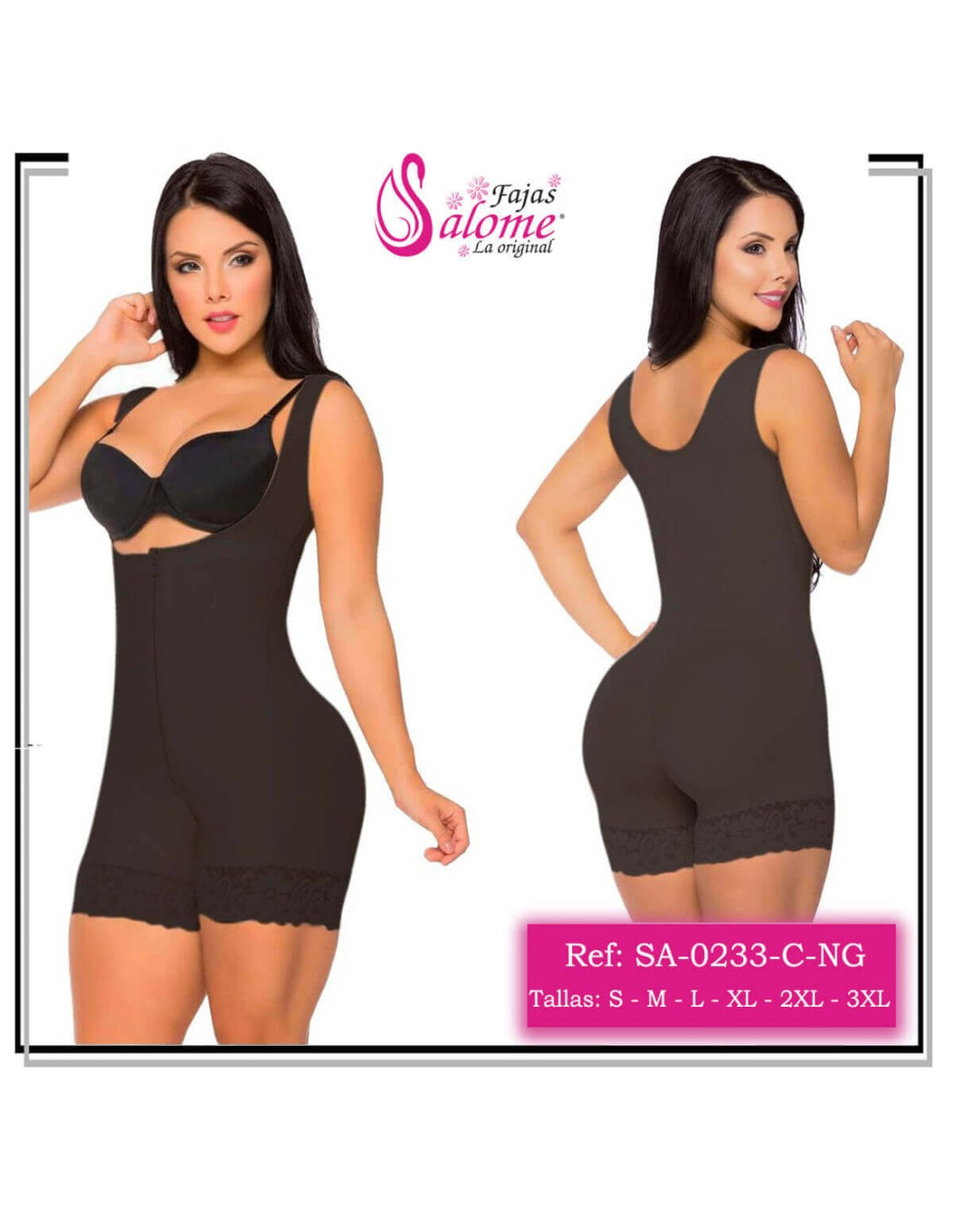 Faja salome post quirurgica tipo short 0233-c - s / negro - fajas reductoras
