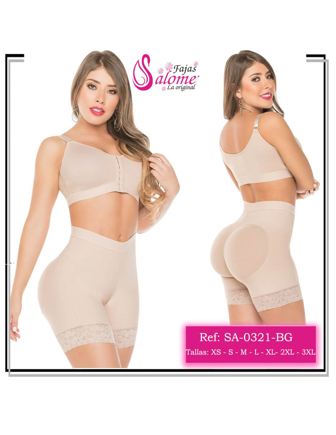 Faja short levantacola colombiana salome 0321 - beige / xl