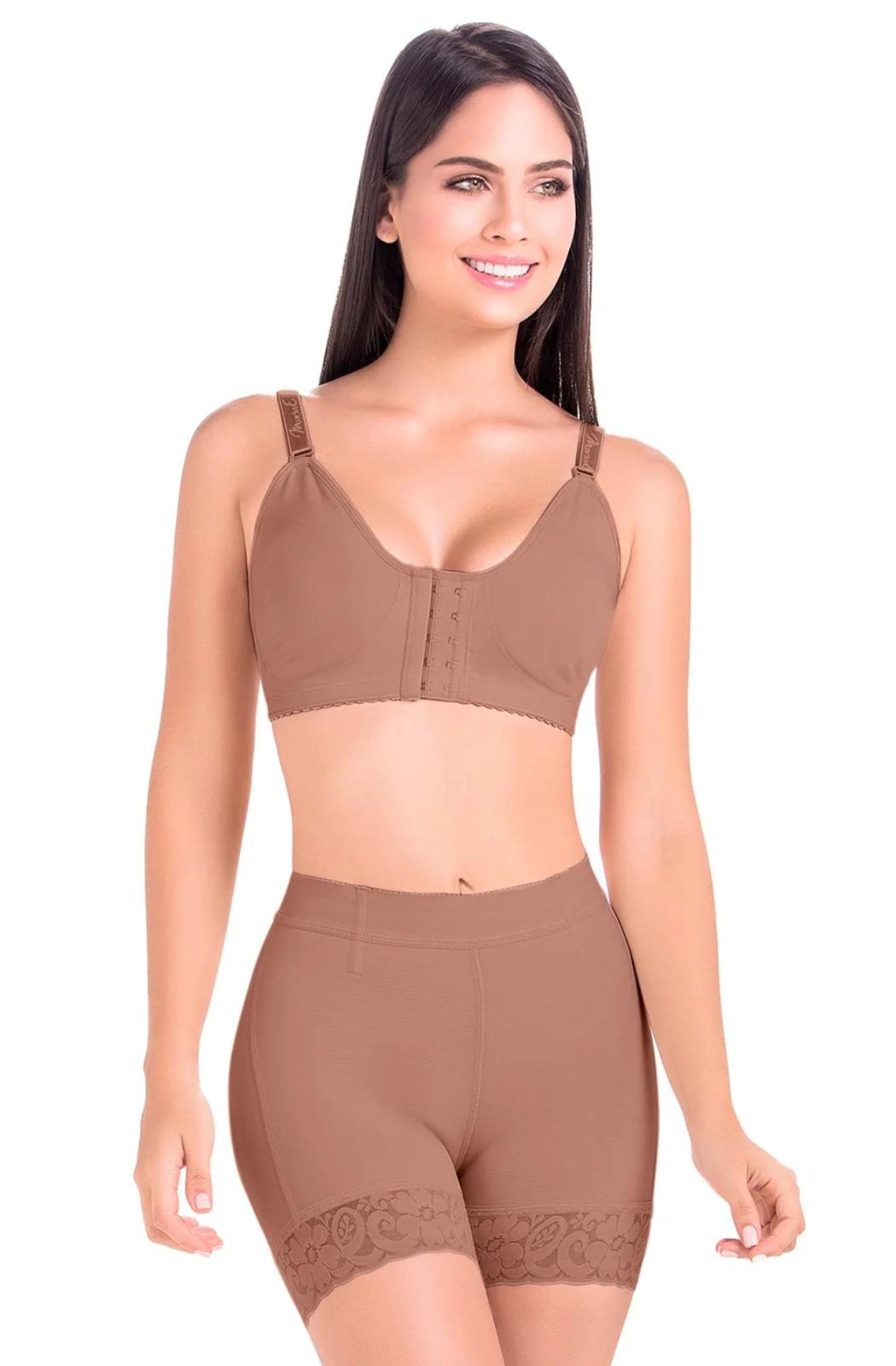 Faja short moldeadora con realce de gluteos levantacola elastico 019 -fu101 - xs / cocoa - fajas reductoras