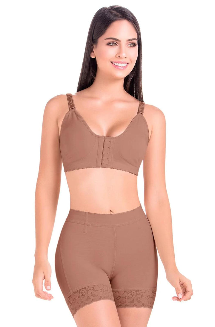 Faja short moldeadora con realce de gluteos levantacola elastico 019 -fu101 - xs / cocoa - fajas reductoras