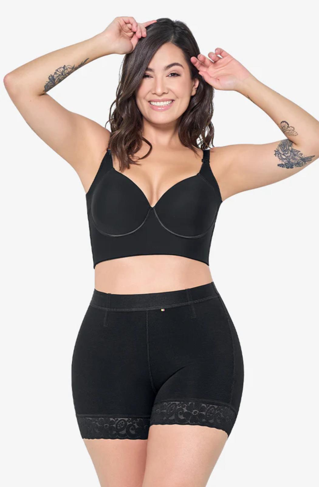 Faja short moldeadora con realce de gluteos levantacola elastico 019 -fu101 - xs / negro - fajas reductoras
