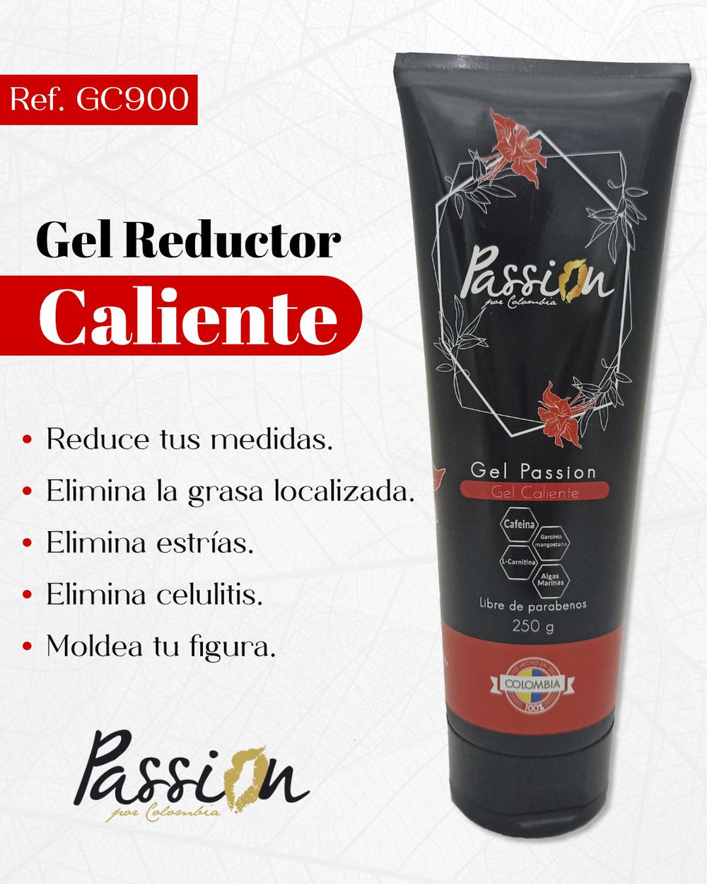 Gel caliente reductor colombiano - unica / negro
