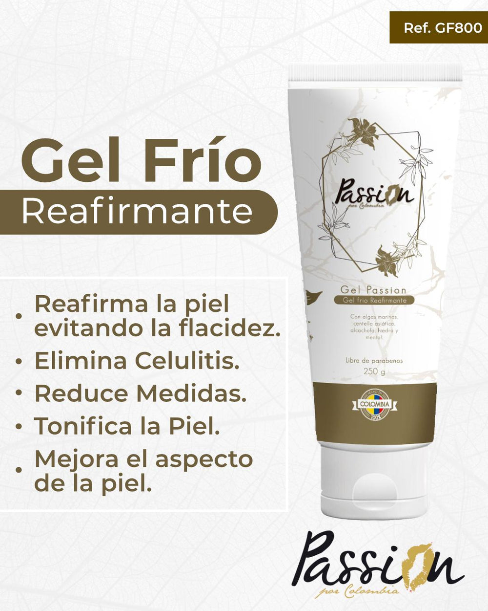 Gel frio rearfimante passion por colombia - unica / blanco