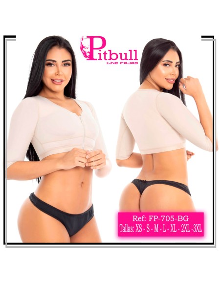 Mangas postquirurgica pitbull con cierre frontal y fp705 - fajas reductoras