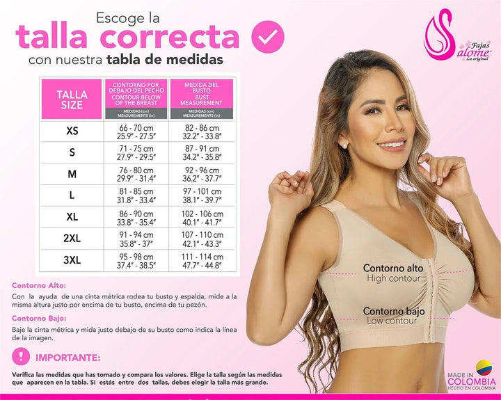 Sujetador salomé bc100 brasier de realce control rollitos espalda