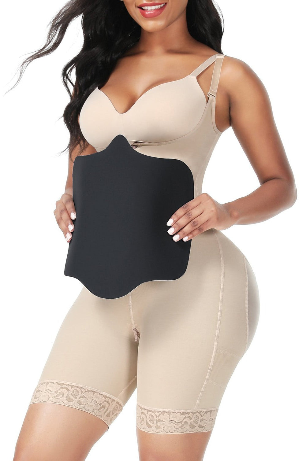 Tabla abdominal ajustable postoperatorio negra de alta calidad - talla única / negro